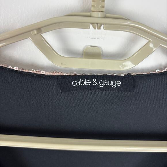 Cable & Gauge Rose Gold Sequin Mini Dress Babydoll Medium cocktail holiday - Picture 7 of 7